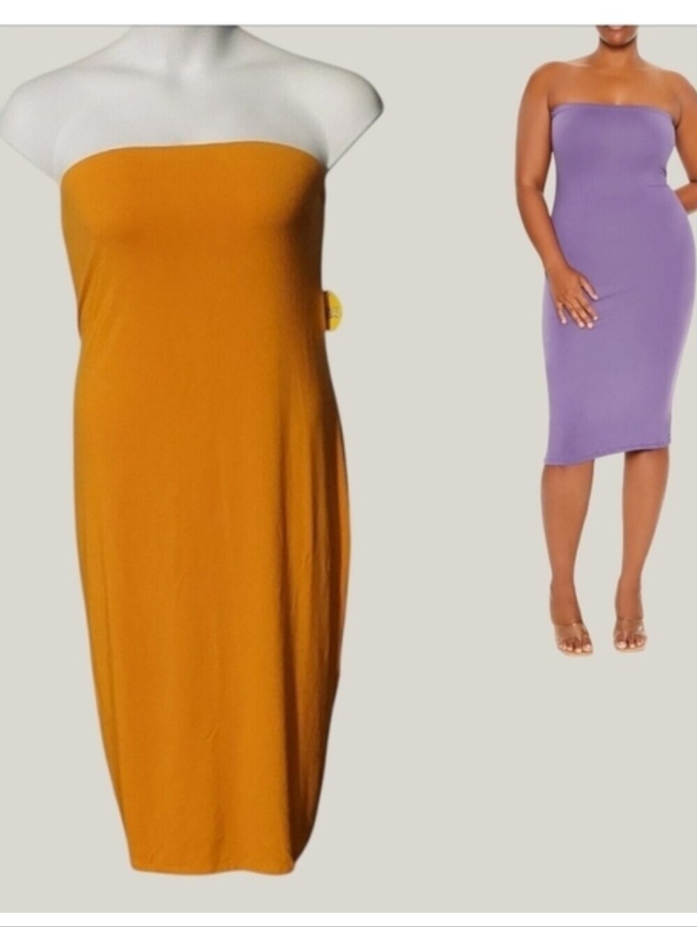 NWT Forever 21+ Strapless Mustard Bodycon Tube Dress ~sz 2X - Picture 4 of 4